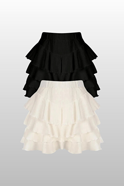 MODAGEN Women's Mykonos Layered 2-Pack Black - White Skirt