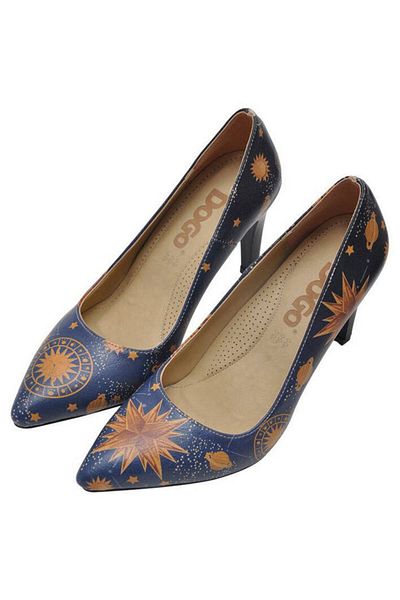 Dogo Stiletto de damă din piele vegană bleumarin - Design Keep Looking Up