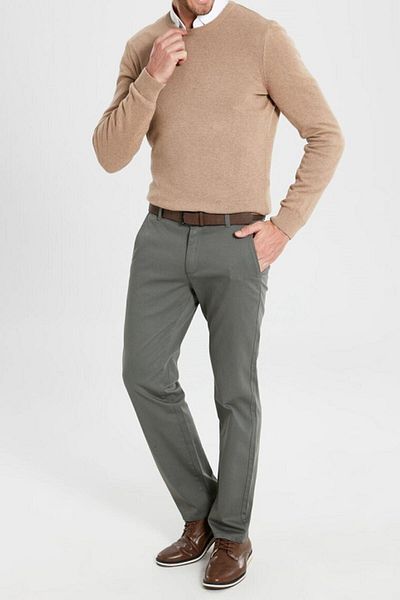 gambia outdoors Men's Brown Classic Linen Trousers cotton plus size comfortable fit dad