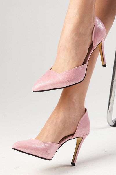 Mio Gusto Brien Metallic Pudr Color Fabric Dámské večerní šaty Boty na jehlovém podpatku