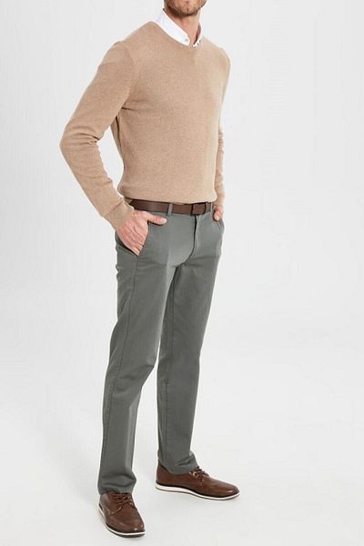 gambia outdoors Men's Brown Classic Linen Trousers cotton plus size comfortable fit dad