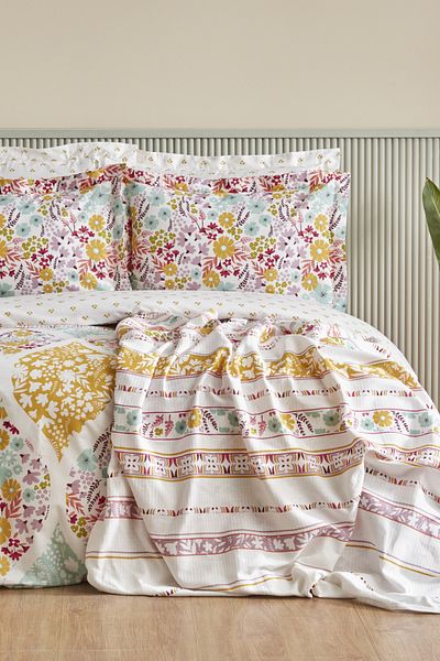 Karaca Home Set cuvertură de pilota dublă Nido Multicolor 100% bumbac