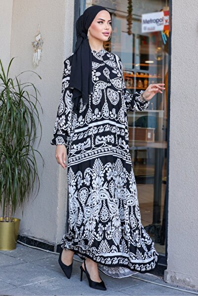 Bestenur Crna Hardy Viskoza Tkano haljina 848