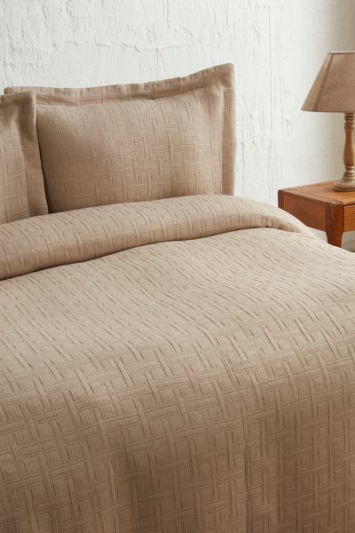 Karaca Home Corner Çift Kişilik Yatak Örtüsü Seti Bej