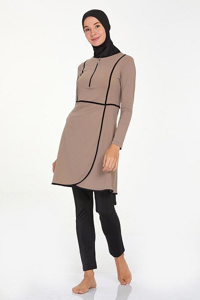 Remsa Mayo Lycra Full Covered Hijab Μαγιό Ella 4546 Mink