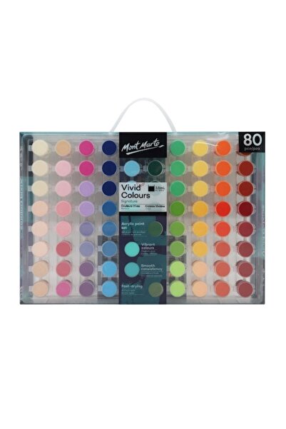 Mandalart Fabric Renkli Akrilik Boya Seti, 80 Renk, Özel Kutusuyla Beraber