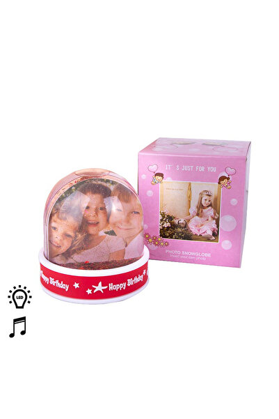 Nobbystar Müzikli Led Işıklı Happy Birthday Yazılı Kar Küresi Fotoğraf Çerçevesi