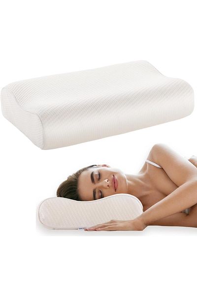 pozitive home Orthopedic High Neck Pillow - Visco with Double Neck Support 60x40x14-12cm 1000gr