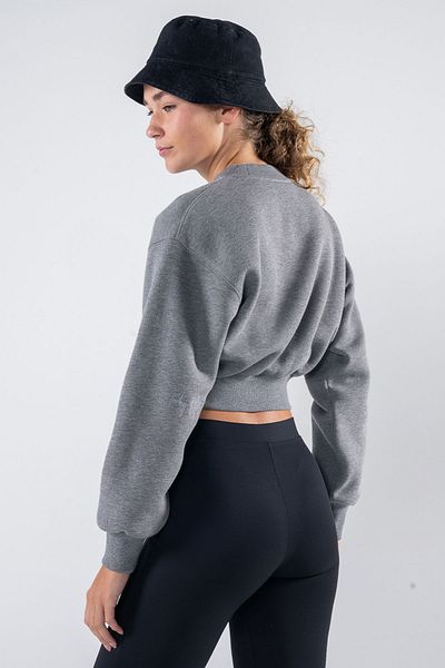 Friday Offset Γυναικείο φούτερ Monica Grey Melange Oversize Crew Neck Crop