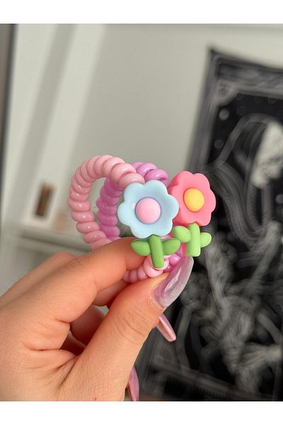 Planet Butik 2-Piece Flower Detailed Spiral Buckle