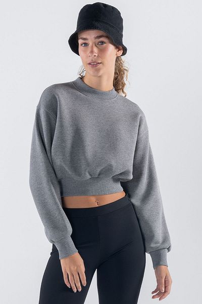 Friday Offset Γυναικείο φούτερ Monica Grey Melange Oversize Crew Neck Crop