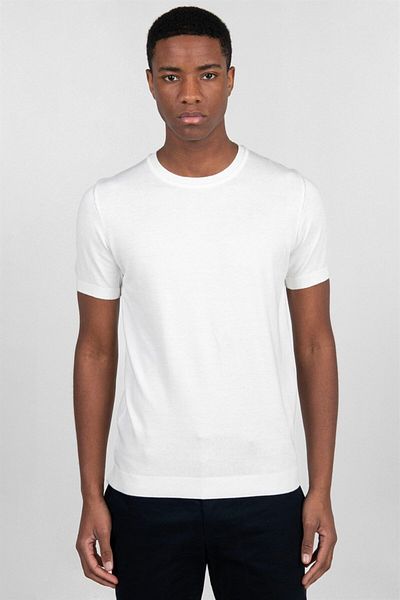 Tudors Ανδρικό Slim Fit Slim Fit Βαμβακερό πλεκτό T-shirt Λευκό Crew Neck