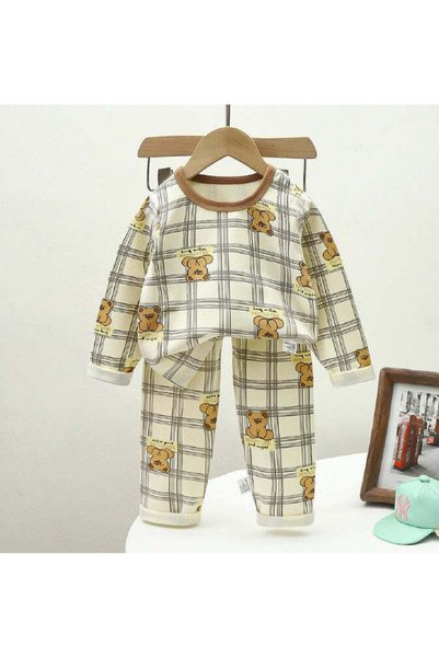 naynes Kız ve Erkek Çocuk %100 Pamuklu Uzun Kollu 2 Parça Pijama Takımı Mevsi...