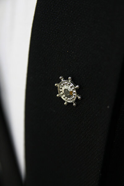 Le Voux Gümüş Gri Renk Dümen Figürlü Ceket Yaka İğnesi Broş Rozet