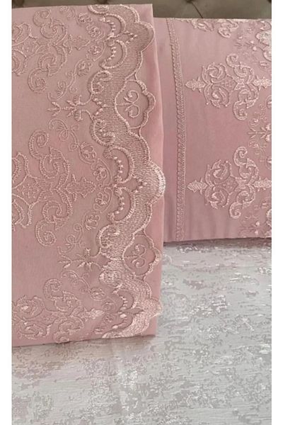 Modares Store Mahidevran Guipure Double Pillow Case Powder 50x70