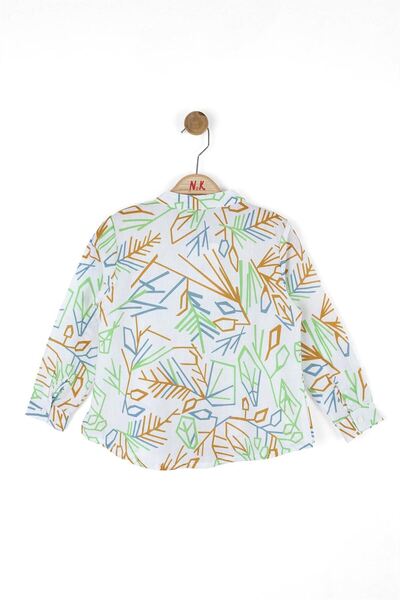 nk kids Момчешка риза Swan в цвят екрю-зелено 36509