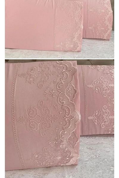 Modares Store Mahidevran Guipure Double Pillow Case Powder 50x70