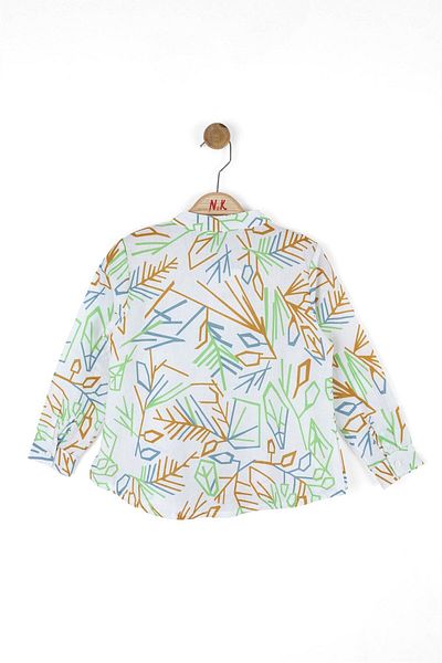 nk kids Момчешка риза Swan в цвят екрю-зелено 36509