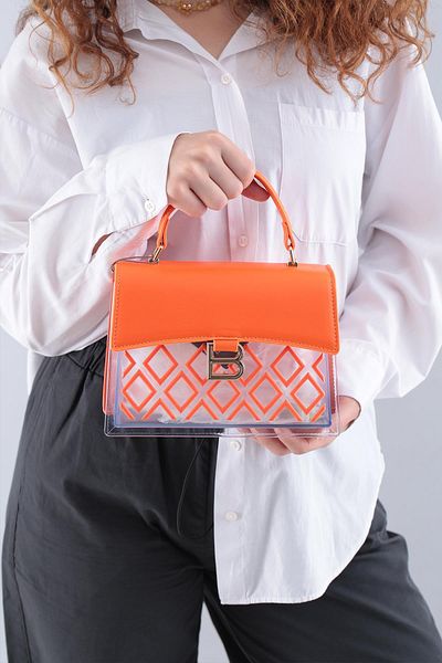 KRISTE BELL KRİSTEBELL B BUCKLE SEMI TRANSPARENT WOMEN'S HANDBAG 26657 ORANGE