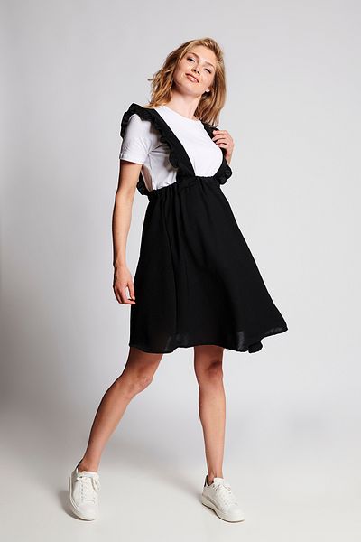 LYN MAMA SCARLETT Straps Frilly Comfortable Black Maternity Salopet Skirt