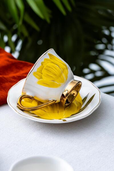 ACAR Tiffany 2 Kişilik Porselen Kahve Fincanı Takımı - 90 ml