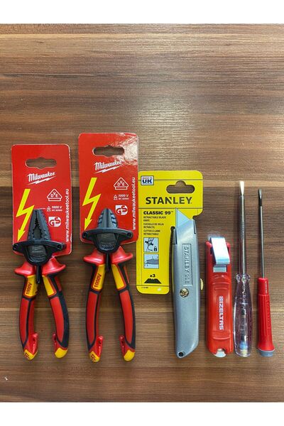 Milwaukee 6 Parça Usta Seti. 160 Mm Pense, 160 Mm Yan Keski, Izeltaş Usta Seti. 1000 V VDE Ağır Hizmet