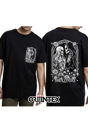 orijintex Tarot Kart The Lovers On Arka Bask l Unisex Siyah Tshirt Fiyat Yorumlar Trendyol