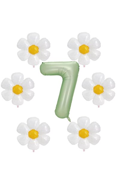 RÖNESANS PARTİ مجموعة بالونات ديزي فويل باللون الأخضر المائي لعمر 7 سنوات - 6...