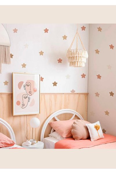 Sim Tasarım Asymmetrical Boho Stars Minimal Kids Room Wall Sticker Set