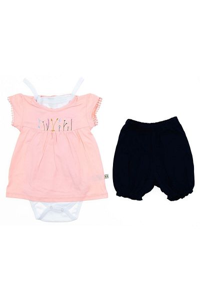 Damla 123-00-23 Floral Embroidered 3-Piece Girls Set 6-18 Months 1-2 Years
