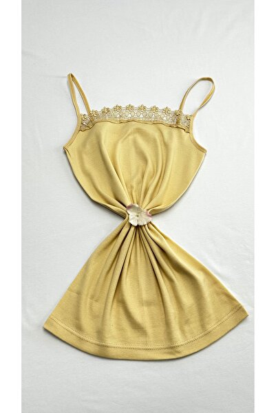 Clara Butik Kadın Pamuklu Likralı Güpürlü Dantelli Kadın Askılı Atlet İp Askı...