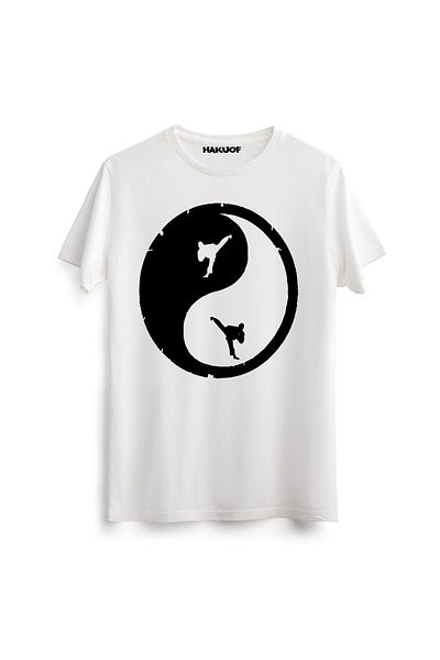 hakuof Μπλουζάκι με μπλουζάκι Yin Yang Kick Taekwondo Karate Judo Kungfu Aikido