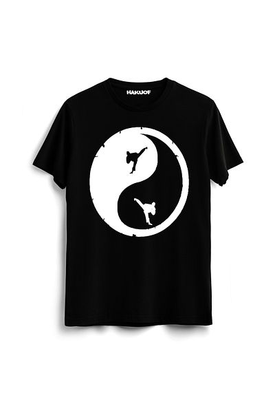 hakuof Μπλουζάκι με μπλουζάκι Yin Yang Kick Taekwondo Karate Judo Kungfu Aikido