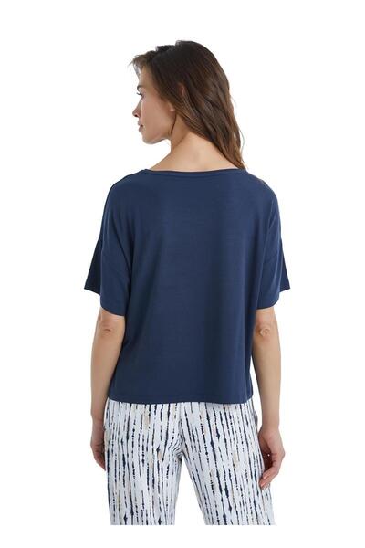 Blackspade Γυναικείο σετ πιτζάμες με κοντό μανίκι Navy Blue Lenzing Micro Modal C2T7N3O15