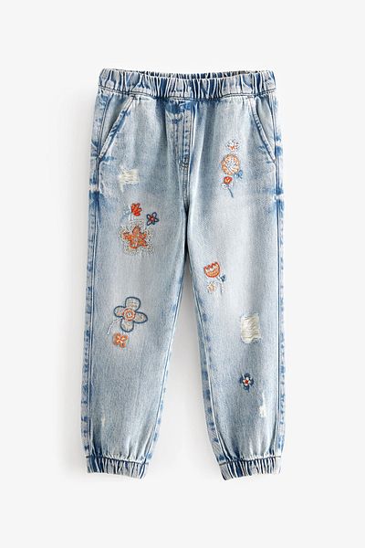 Next Baby embroidered girl's jogger jeans, denim pants