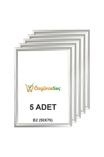 ÖzgürceSeç Алуминиева рамка, с панти, квадратни ъгли 25 мм B2 (50X70) сива, 5...