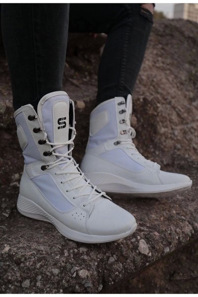 SBronze Bronze S600 Lace-Up White Boxer Unisex Sports Boots
