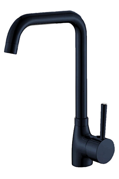 Syronea Mat Siyah Mutfak Eviye Bataryası Köşe Borulu Garantili Musluk Aç Kapa...