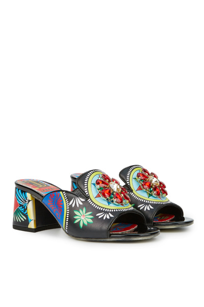 Cengiz Gümüş Siyah El Boyaması Kadın Terlik