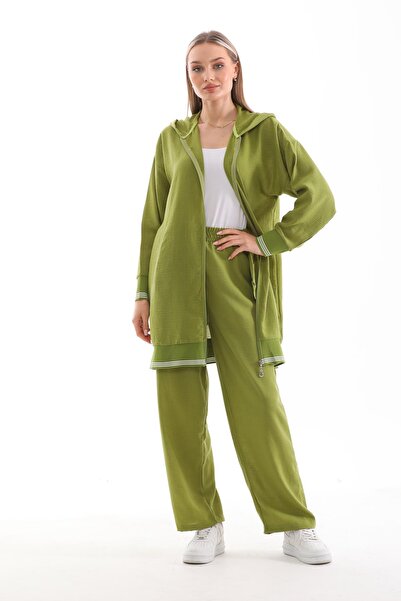 WestBound Women's Hijab Summer Sweat Trousers Bottom Top Double Set - Green