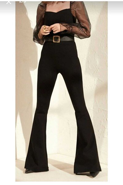 EDAMODA Plus Size Women Black Submersible Fabric Spanish Leg Leggings Pants Wide Size Range