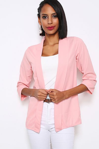 AVORWE Open Front Solid Color Blazer Jacket