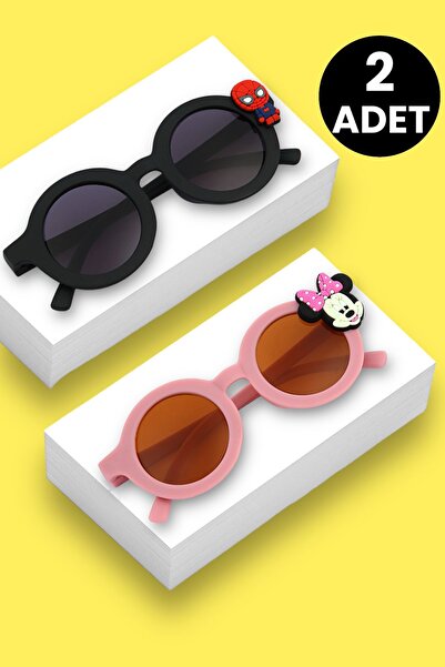 Zzla 2 Adet Siyah Ve Mor UV400 Korumalı Çocuk Güneş Gözlüğü  Renkli Kutu Hedi...
