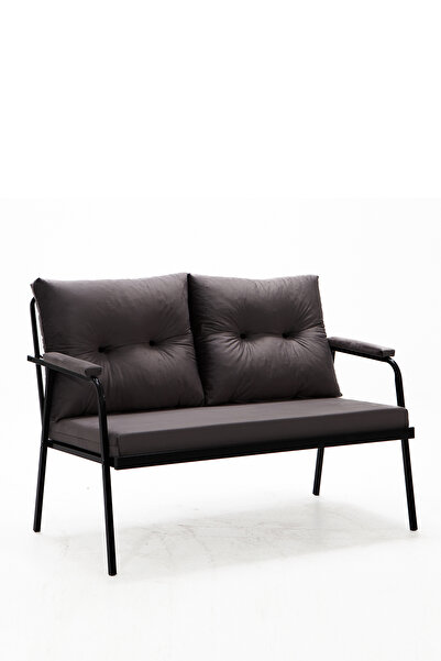 MOBETTO Riva Minderli İkili Koltuk Balkon - Bahçe - Teras Mobilyası / Antrasit