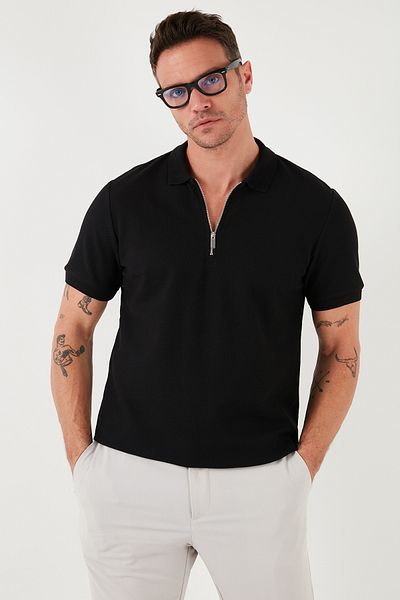 Buratti Pánské bavlněné tričko Polo s výstřihem – na zip, Regular Fit5902434