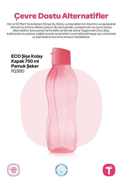Tupperware Eco Bottle Water Bottle (750 ML.)- Cotton Candy
