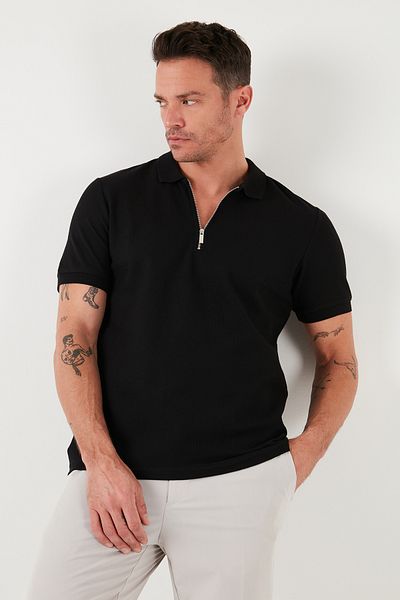 Buratti Pánské bavlněné tričko Polo s výstřihem – na zip, Regular Fit5902434