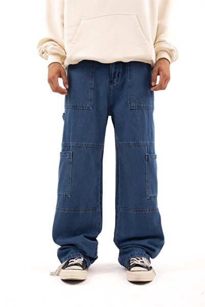 Flaw Wear Blue Baggy Jean with Pocket Detail