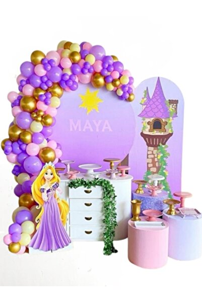 party mix Rapunzel Doğum Günü Konsepti Balon Zinciri 65'li