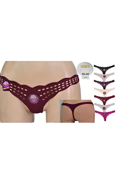 Papatya İZ YAPMAZ LAZER KESİM DELİKLİ TANGA KÜLOT  (7 ADET)